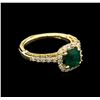 Image 1 : 1.29ct Emerald and Diamond Ring - 14KT Yellow Gold