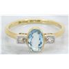 Image 1 : 0.42ct Aquamarine and Diamond Ring - 18KT Yellow Gold
