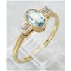 Image 7 : 0.42ct Aquamarine and Diamond Ring - 18KT Yellow Gold