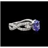 Image 1 : 1.45ct Tanzanite and Diamond Ring - Platinum