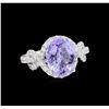 Image 1 : 3.25ct Tanzanite and Diamond Ring - 18KT White Gold
