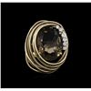 Image 2 : 5.10ct Smoky Quartz and Diamond Ring - 18KT Yellow Gold