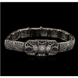 0.72ctw Sapphire and Diamond Bracelet - 14KT White Gold