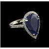 Image 1 : 14KT White Gold 14.46ct Sapphire and Diamond Ring