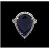 Image 2 : 14KT White Gold 14.46ct Sapphire and Diamond Ring