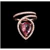 Image 1 : 2.36ct Pink Tourmaline and Diamond Ring - 14KT Rose Gold