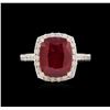 Image 2 : 6.04ct Ruby and Diamond Ring - 14KT Yellow Gold