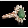 Image 1 : 14KT Rose Gold 2.48ct Emerald and Diamond Ring