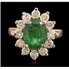 Image 2 : 14KT Rose Gold 2.48ct Emerald and Diamond Ring