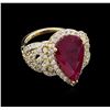 Image 1 : 5.50ct Ruby and Diamond Ring - 14KT Yellow Gold