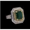 Image 1 : 14KT White Gold 3.75ct Emerald and Diamond Ring