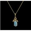 Image 1 : 0.57ct Opal and Diamond Pendant With Chain - 14KT Yellow Gold