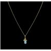 Image 2 : 0.57ct Opal and Diamond Pendant With Chain - 14KT Yellow Gold