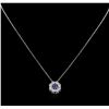 Image 2 : 1.20ctw Blue and White Sapphire Pendant With Chain - 14KT White Gold