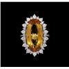 Image 2 : 12.39ct Imperial Topaz and Diamond Ring - 14KT White Gold