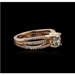 14KT Rose Gold 1.71ctw Fancy Green Diamond Ring