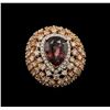 Image 2 : 8.67ct Red Zircon and Diamond Ring - 14KT Two-Tone Gold
