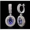 Image 2 : 14KT White Gold 5.52ctw Tanzanite and Diamond Earrings