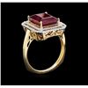 Image 3 : 8.13ct Ruby and Diamond Ring - 14KT Yellow Gold