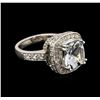 Image 1 : 4.15ct Aquamarine and Diamond Ring - 14KT White Gold