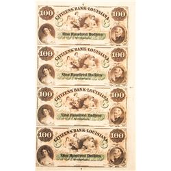 Citizens Bank New Orleans $100 Uncut Notes Lot of 3