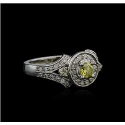 0.95ctw Yellow Diamond Ring - 14KT White Gold