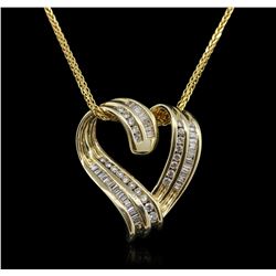 14KT Yellow Gold 0.92ctw Diamond Pendant With Chain