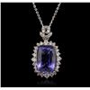Image 1 : 14KT White Gold 6.63ct Tanzanite and Diamond Pendant With Chain