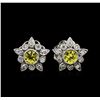 Image 1 : 0.50ctw Yellow Sapphire and Diamond Earrings - 14KT White Gold