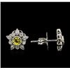 Image 2 : 0.50ctw Yellow Sapphire and Diamond Earrings - 14KT White Gold