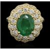Image 2 : 3.33ct Emerald and Diamond Ring - 14KT Yellow Gold