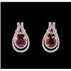 Image 1 : 14KT White And Rose Gold 3.10ctw Ruby and Diamond Earrings