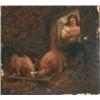 Image 1 : École anglaise 19e S./19th C. English School. "Pig Feeding Time".  Huile sur toile....
