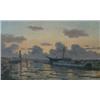 Image 1 : EGGERS, Peter.  "Anchoring the Fishing Boat at Dusk".  Huile sur toile, signée et datée "1888"....
