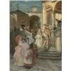 Image 1 : École italienne 19e S./19th C. Italian School.  "The Christening Party".  Huile sur toile.  Oil o...