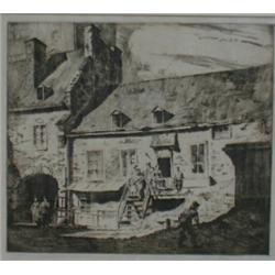 RAINE, Herbert, R.C.A., 1875-1951. "Old Houses in a Courtyard, St. Vincent Street, Montreal, P.Q....