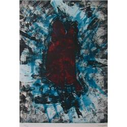 RIOPELLE, Jean Paul, R.C.A., 1923-2002.  "Poisson sur fond Bleu".  Lithographie, signée et numéro...