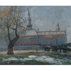 IACURTO, Francesco, R.C.A., 1908-2002.  "Vue de Québec".  Huile sur toile, signée et datée "1963"...