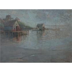 CLAYES, Berthe Des, A.R.C.A., 1877-1968.  "Sandy Cove, Nova Scotia".  Huile sur toile, signée.  O...