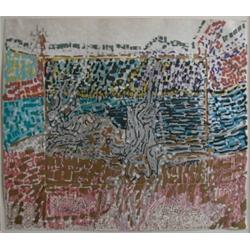 RIOPELLE, Jean Paul, R.C.A., 1923-2002.  "Anticosti 20-Automne".  Mélange, signé.  Mixed media. S...