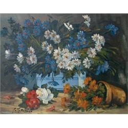 TATOSSIAN, Armand, R.C.A., 1948-    .  "Bouquet de Fleurs".  Huile sur toile, signée.  Signée et...