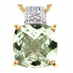 Natural Green Tea Amethyst & Diamond 6.29 ct Pendant