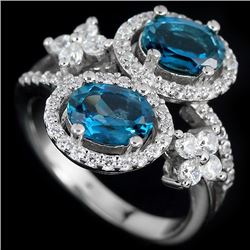 Stunning Natural London Blue Topaz Ring