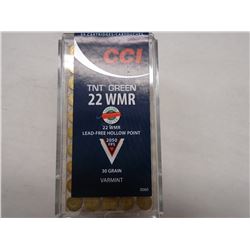 200 Rnds CCI TNT Green 22 WMR 30 gr JHP 2050 FPS