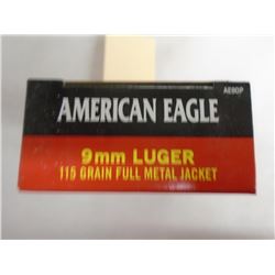 200 Rnds American Eagle 9mm Luger 115gr FMJ