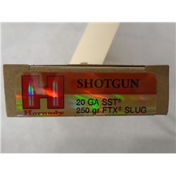 20 Rnds Hornady SST 20ga 250gr slug 1800 fps