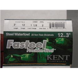 100 Rnds Kent Fasteel 12ga 3in, 1 1/8 load, 2 shot 1560fps