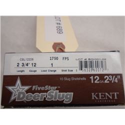 40 Rnds Kent Five Star 12 ga 2 3/4in, 1 load deer slug