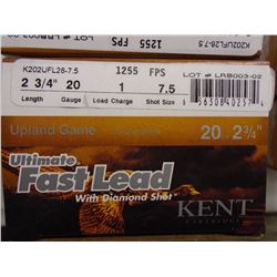 100 Rnds Kent Fast Lead 20ga 2 3/4in, 1 load, 7.5 shot 1255 fps