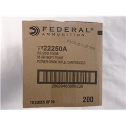 200 Rnds Federal Power-Shok 22-250 Rem 55gr SP